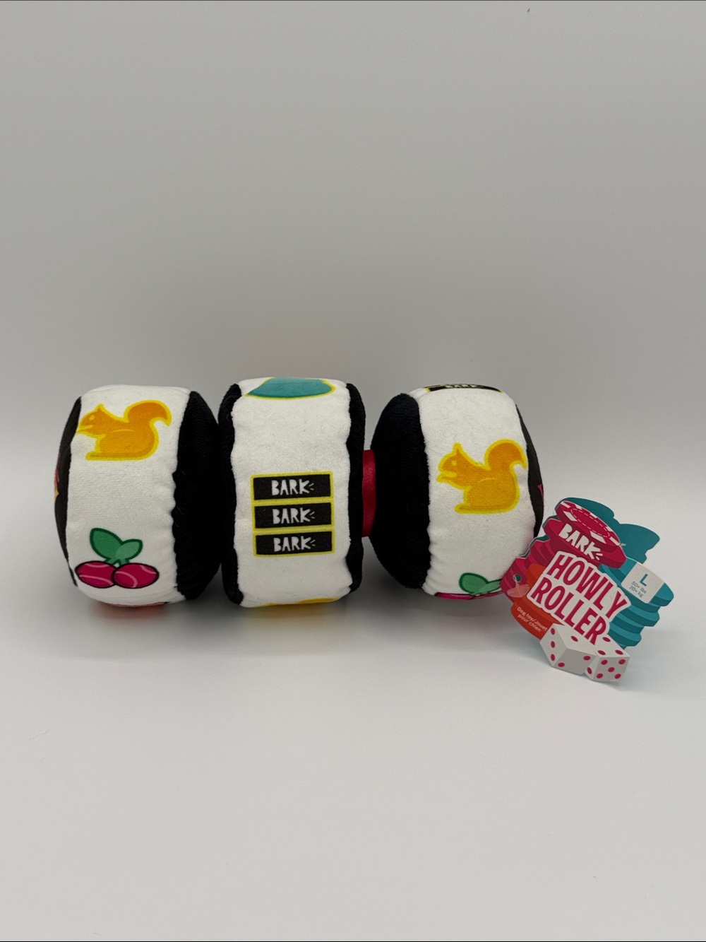 Bark Howly Roller Plush Toy - White, Black & Yellow Accents